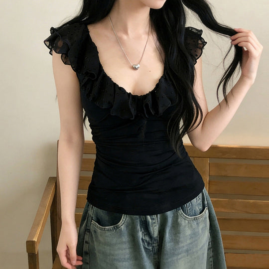 Damen Elegantes Oberteil mit Rüschendesign EB