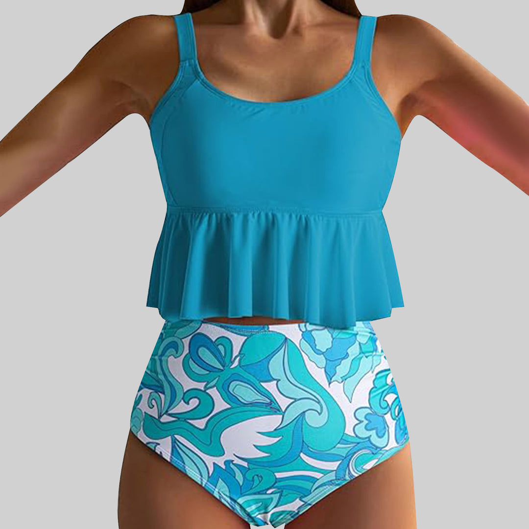 Damen Bade-Set mit verspieltem Rüschendesign und hohem Bund EB