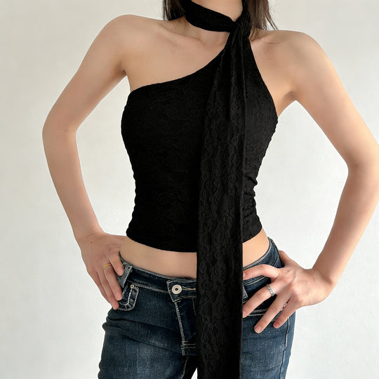 Damen asymmetrisches Top mit schickem Halsteil EB