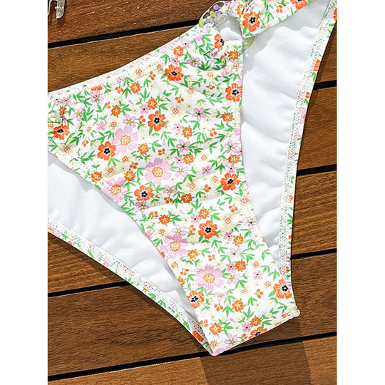 Damen Bikini-Set mit floralem Muster und verstellbaren Trägern EB
