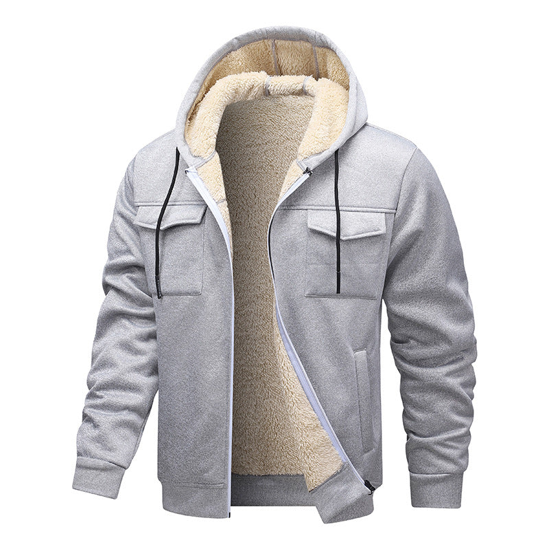Herren gefütterte Kapuzenjacke im sportlichen Design mit praktischen Taschen EB