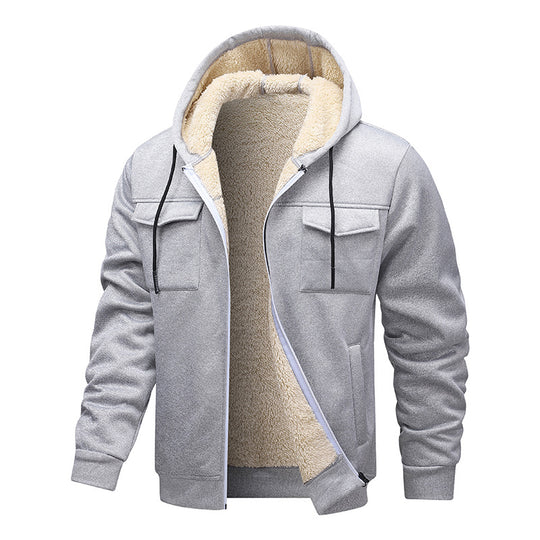 Herren gefütterte Kapuzenjacke im sportlichen Design mit praktischen Taschen EB