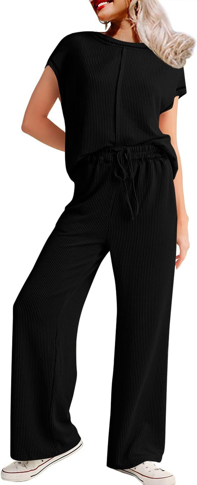 Damen Relaxed Fit Ripp-Loungewear-Set EB