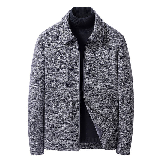 Herren Tweed-Blouson mit Hemdkragen, leicht wattierter Innenlage und aufgesetzten Taschen EB