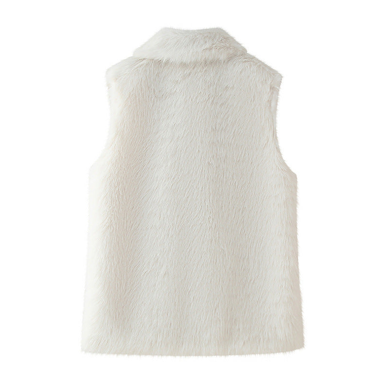 Damen elegante Kunstfellweste EB