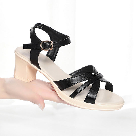 Damen Sandaletten mit verstellbarem Riemen und elegantem Blockabsatz EB