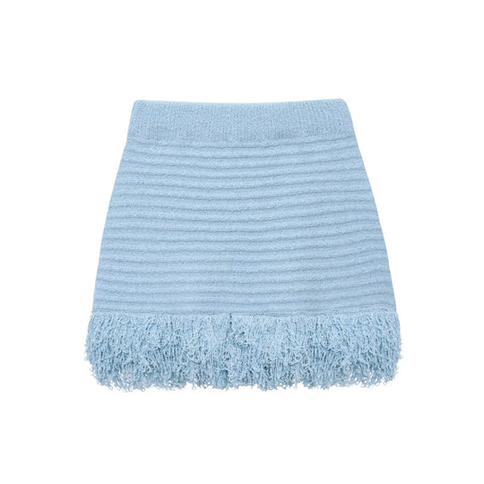 Damen Kurzarm-Strickjacke mit fransigem Saum und dekorativen Knöpfen EB