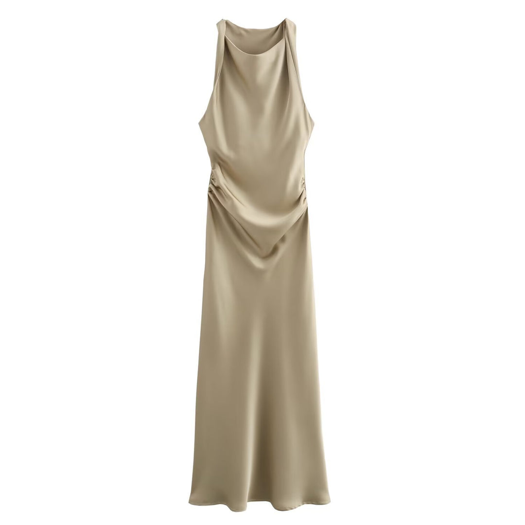 Damen elegantes Sommerkleid mit fließendem Schnitt und charmanten Rüschendetails EB