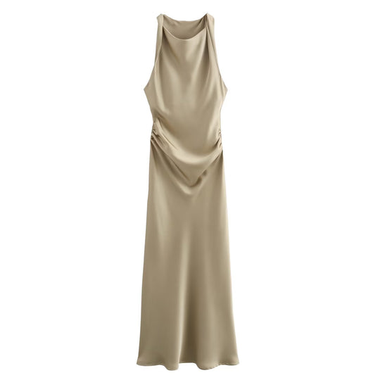 Damen elegantes Sommerkleid mit fließendem Schnitt und charmanten Rüschendetails EB