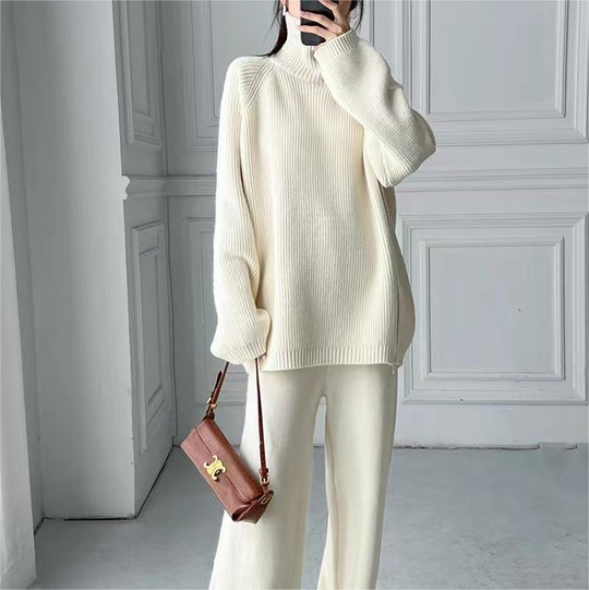Damen Strickensemble mit Rollkragen und Reißverschluss EB