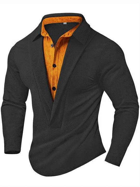 Herren Elegantes Langarmhemd mit modernem Kragen und texturiertem Design EB