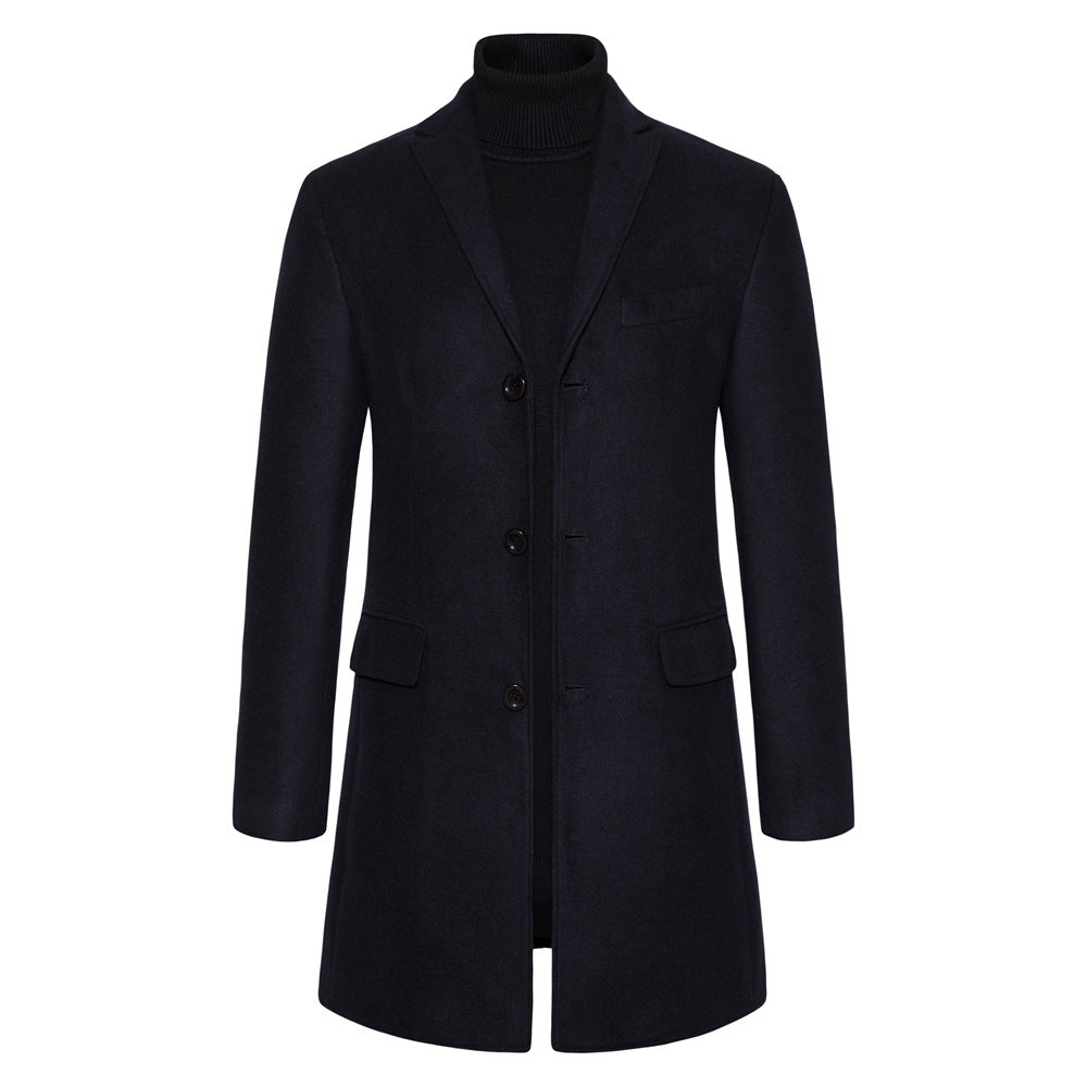 Herren eleganter Wollmantel mit modernem Schnitt und praktischen Taschen EB