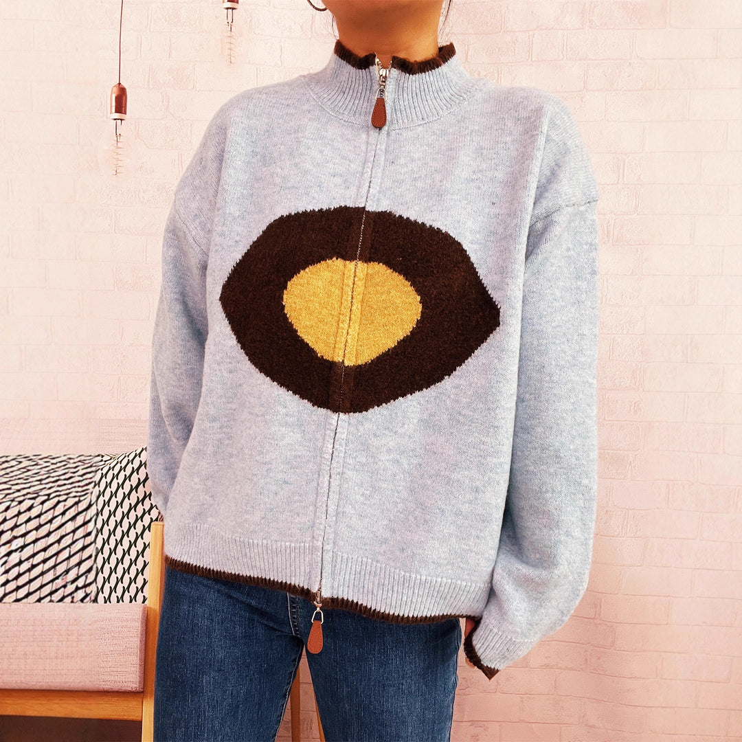 Damen kuscheliger Pullover mit auffälligem Design EB
