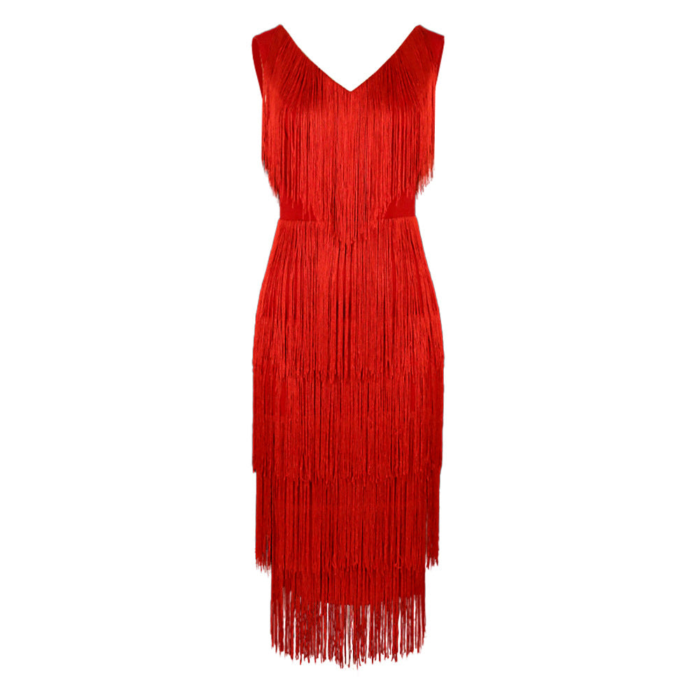 Damen Fransen Kleid EB