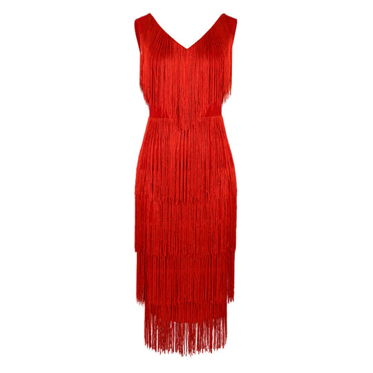Damen Fransen Kleid EB