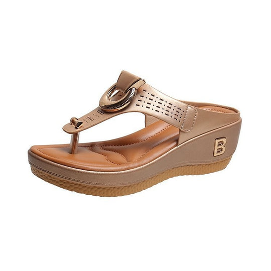 Damen Wedge-Sandalen mit elegantem Zehensteg und komfortabler Fußbettgestaltung EB
