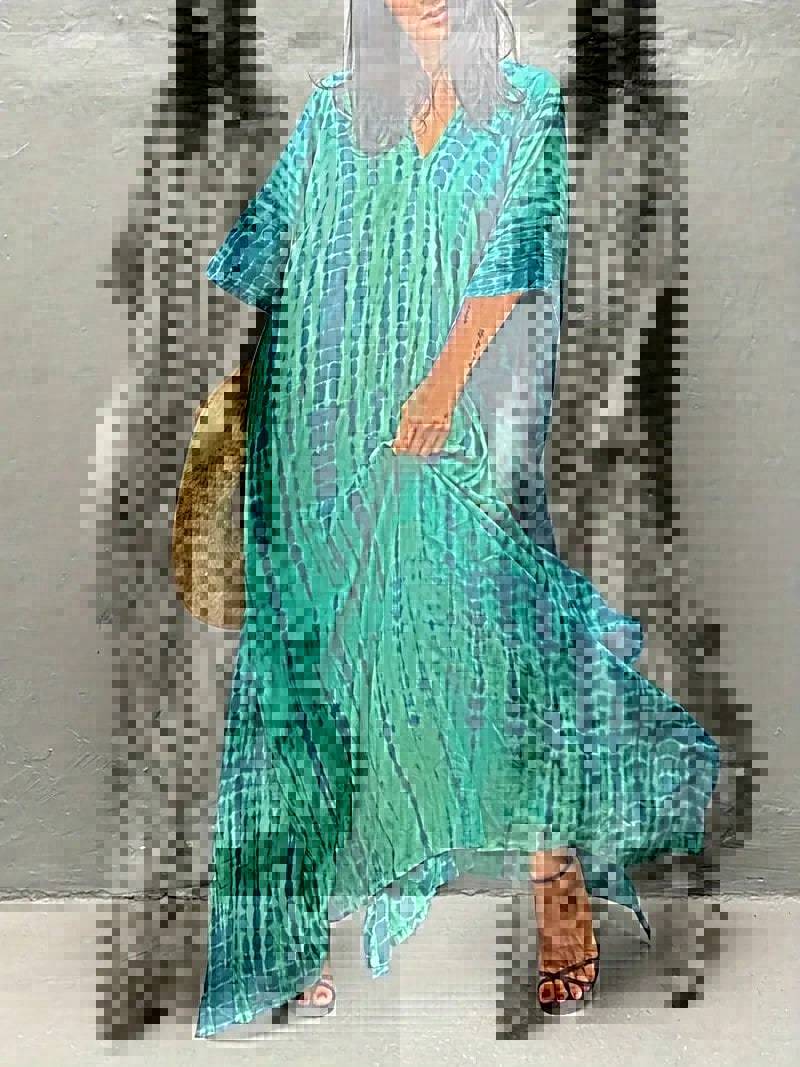 Damen Kaftan Kleid mit elegantem V-Ausschnitt und weitem Schnitt EB