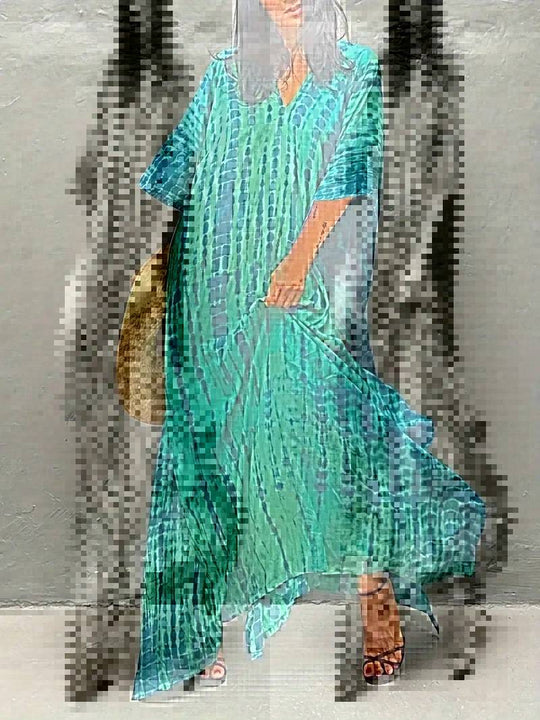 Damen Kaftan Kleid mit elegantem V-Ausschnitt und weitem Schnitt EB