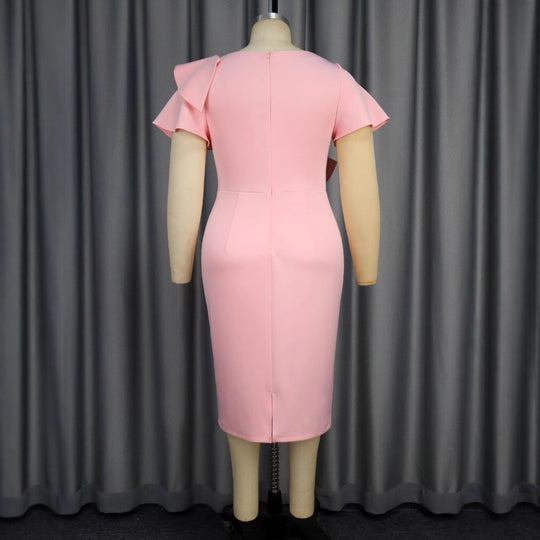 Damen Figurbetontes Kleid mit Rüschendetails und Taillengürtel EB