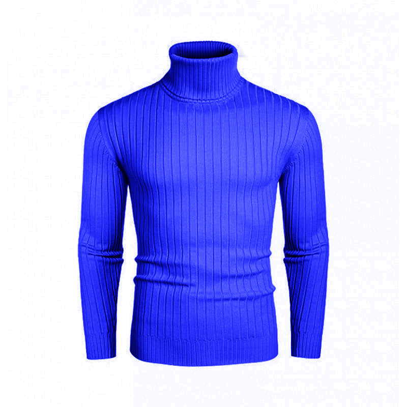 Herren eleganter Rollkragenpullover aus feinem Rippenstrick EB