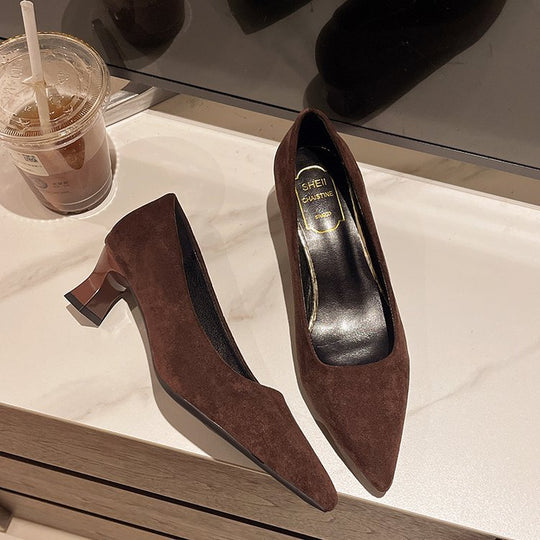 Damen elegante Spitzenpumps mit Komfort-Blockabsatz EB