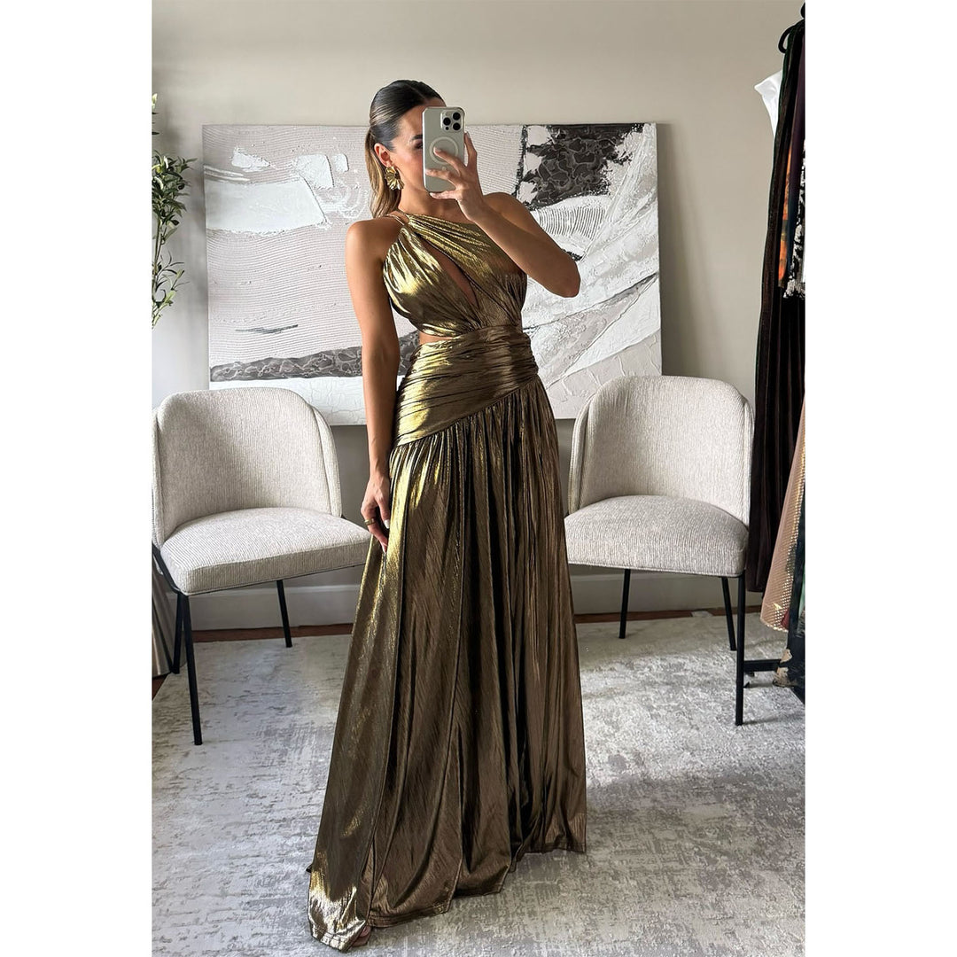 Damen Glamouröses Wickelkleid mit einer asymmetrischen Silhouette und eleganten Cut-Outs EB