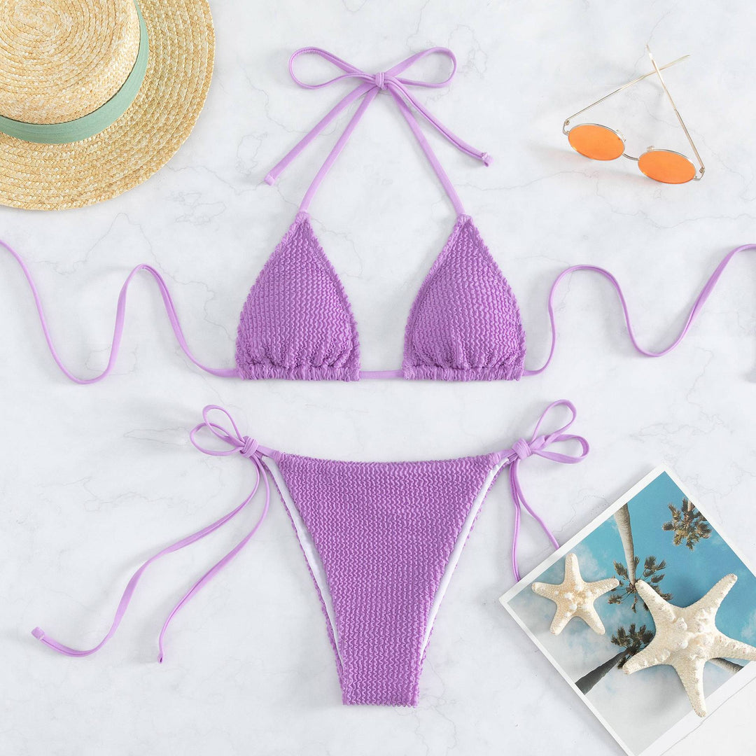 Damen Triangel-Bikini mit raffinierten Bindebändern und strukturiertem Stoff EB