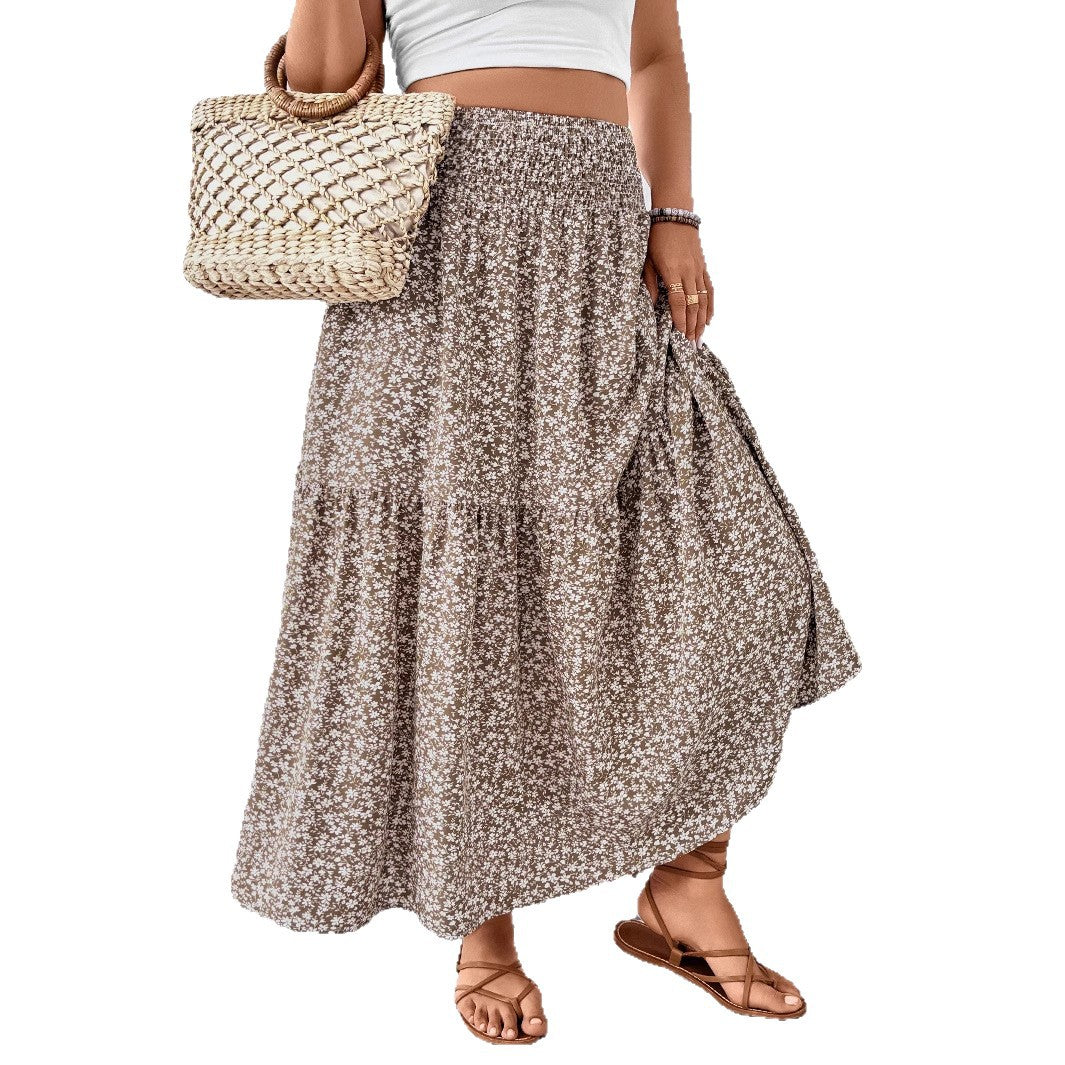Damen Maxirock mit fließendem Schnitt und floralem Design EB