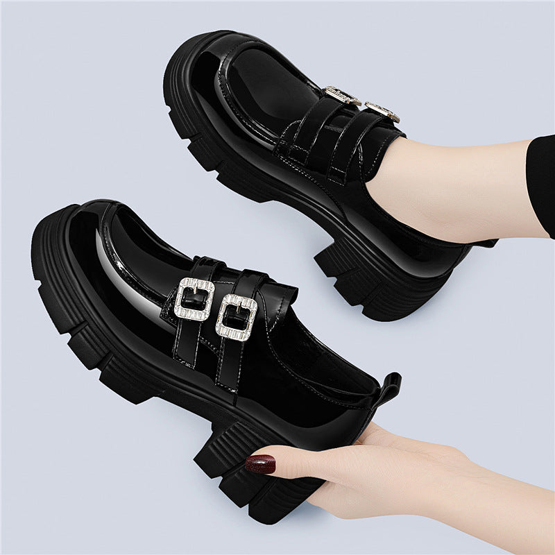 Damen Modische Plateau-Schnürschuhe mit doppeltem Riemenverschluss EB