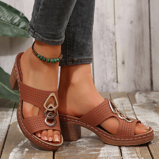 Damen elegante und atmungsaktive Pantolette mit modischem Schnallen-Design EB