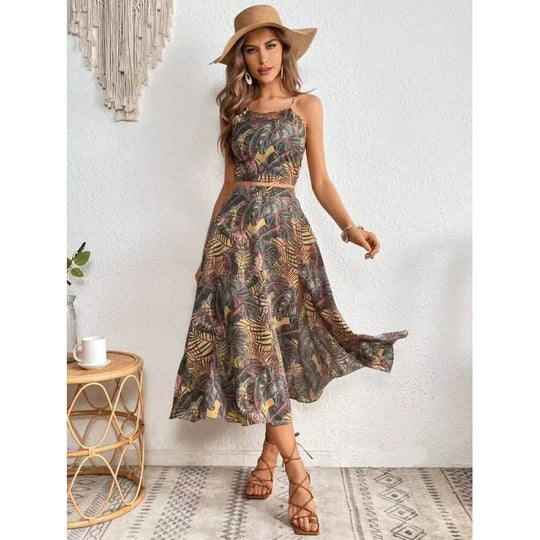 Damen Maxikleid mit floralem Twist und seitlichem Schlitz EB