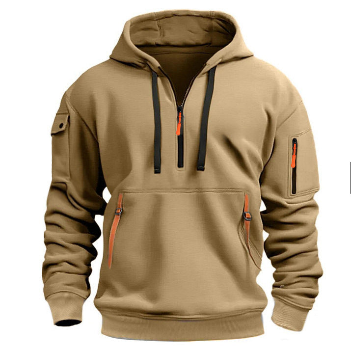 Herren Praktischer Kapuzenpullover mit seitlichem Reißverschluss und vielseitigen Taschen EB