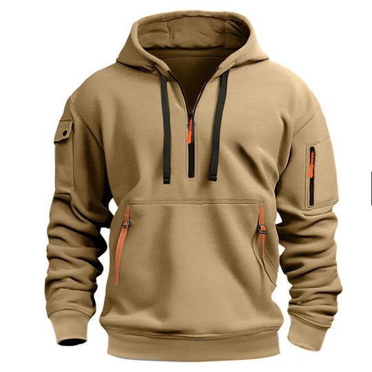 Herren Praktischer Kapuzenpullover mit seitlichem Reißverschluss und vielseitigen Taschen EB