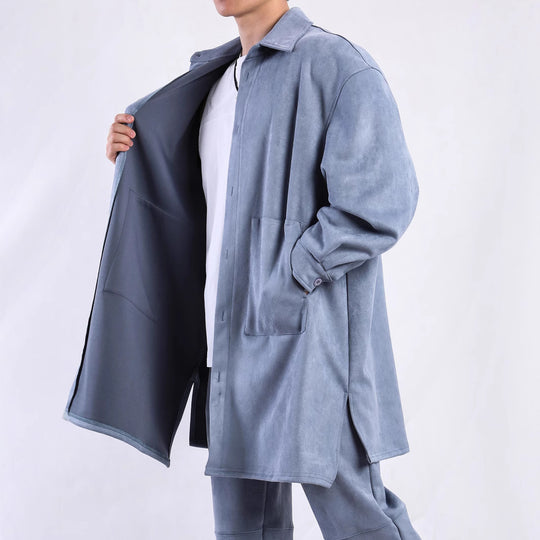 Damen Oversize Hemdenjacke aus weichem Suede mit großen Taschen EB