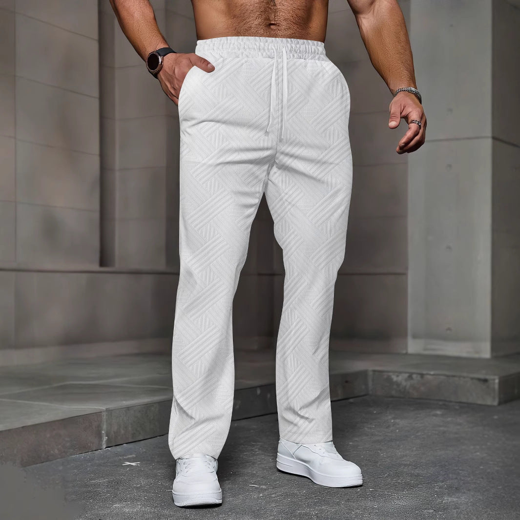 Herren nan strukturierte Relax-Jogginghose mit geometrischem Jacquard, elastischem Tunnelzug und geradem Bein EB