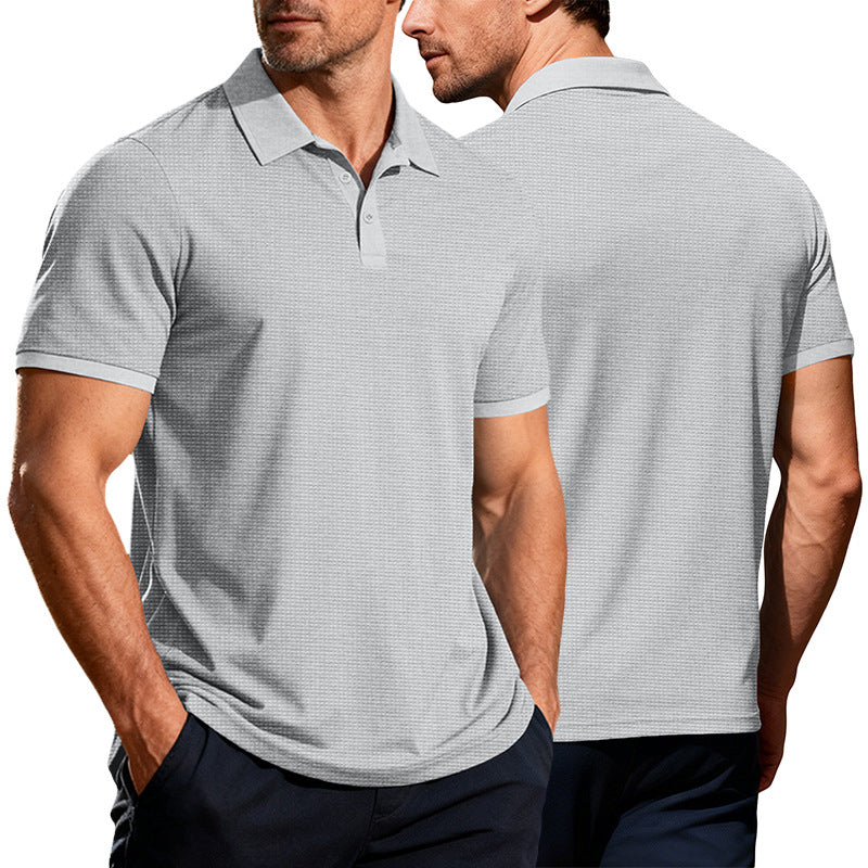 Herren nan strukturiertes Piqué-Kurzarm-Poloshirt mit Hemdkragen EB