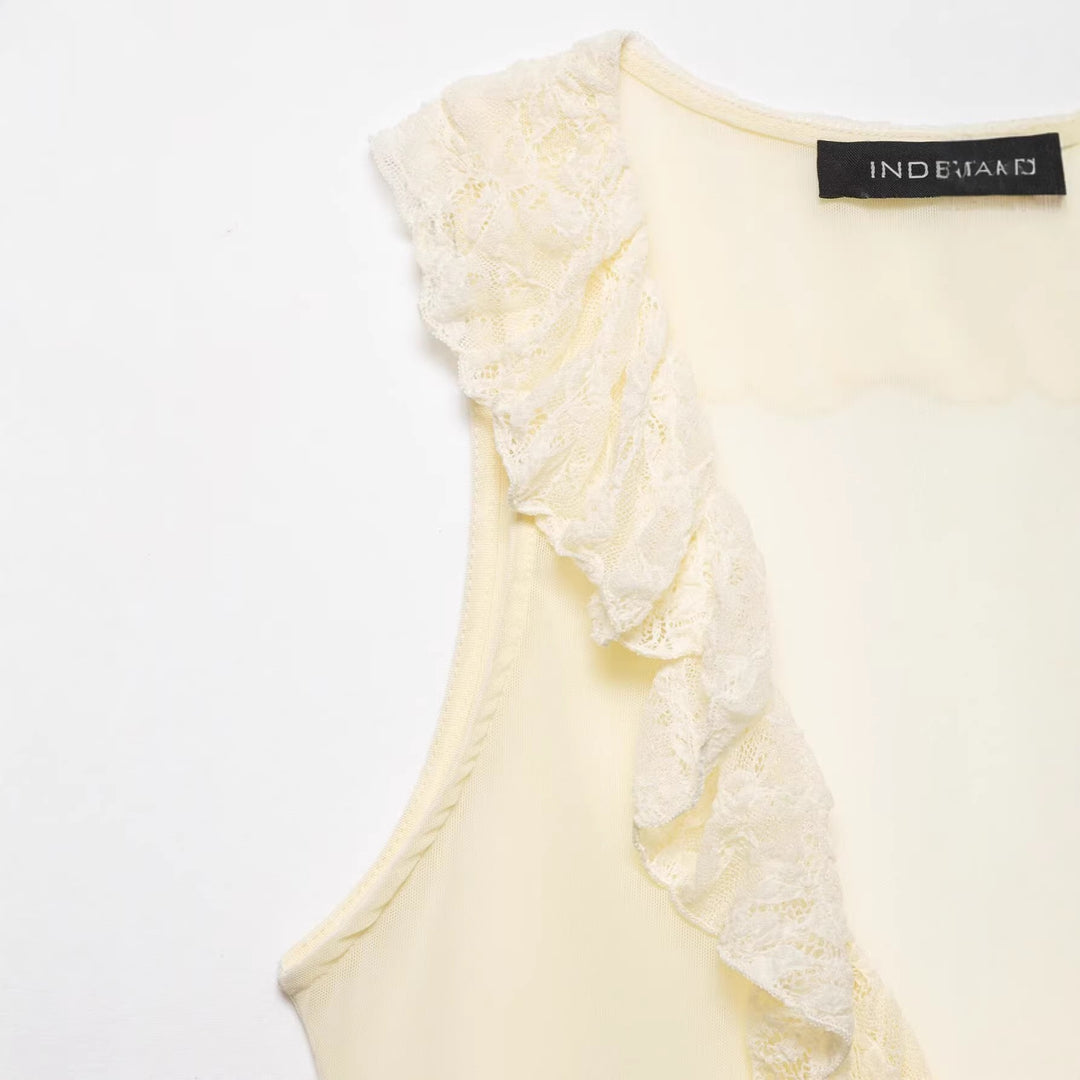 Damen Rüschenbluse mit Spitzenverzierung EB