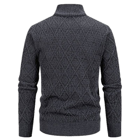 Herren Strickjacke mit strukturiertem Design und hohem Kragen EB