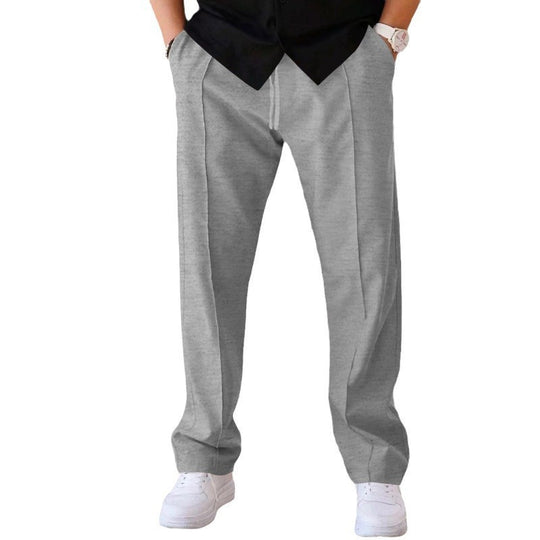 Herren Gerade geschnittene Freizeit-Hose mit Bundzug, Bügelfalte und Eingrifftaschen EB