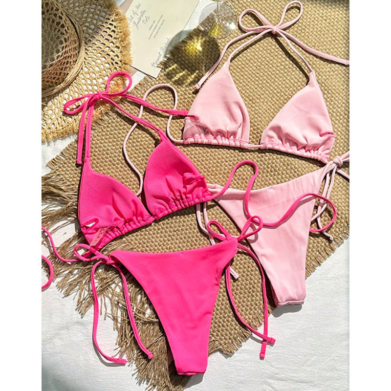 Damen Triangel-Bikini mit einstellbaren Schnürdetails EB