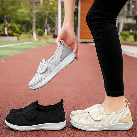 Damen Atmungsaktive Slip-On Freizeitschuhe mit verstellbarem Klettverschluss EB