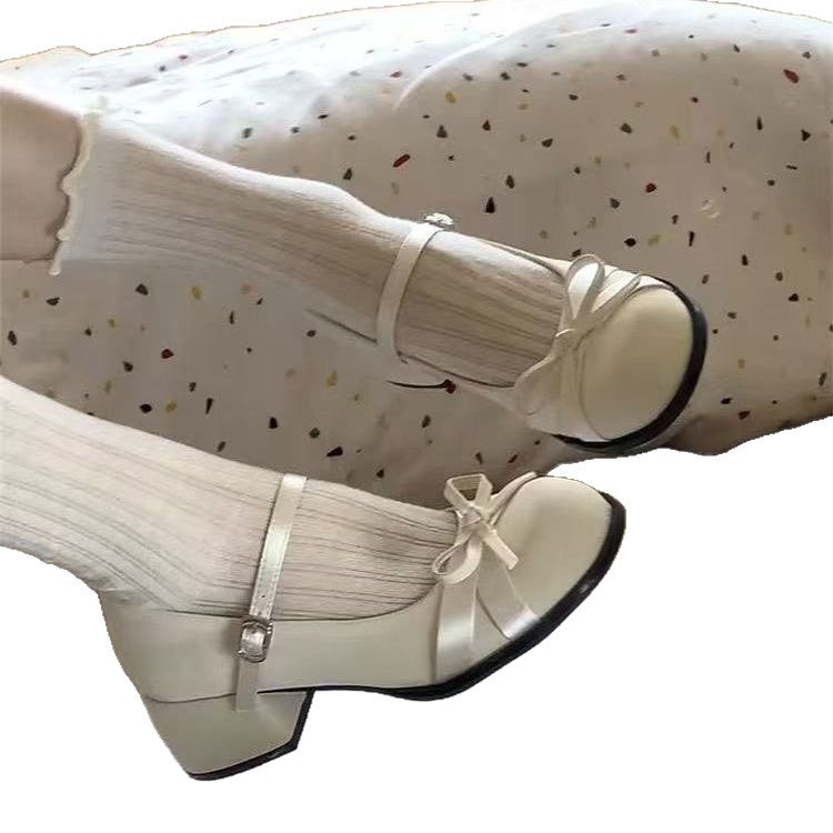 Damen Elegante Mary Jane Schuhe mit dekorativen Schleifen und großzügigem Blockabsatz EB