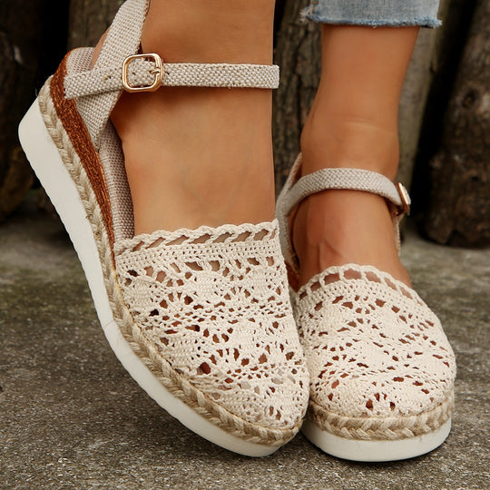 Damen Espadrilles mit elegantem Häkel-Design und komfortabler Sohle EB