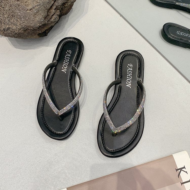 Damen elegante Flip-Flops mit Kristallverzierung EB