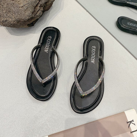 Damen elegante Flip-Flops mit Kristallverzierung EB