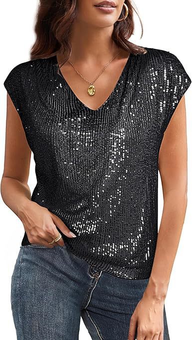 Damen Glamouröses Paillettenshirt EB