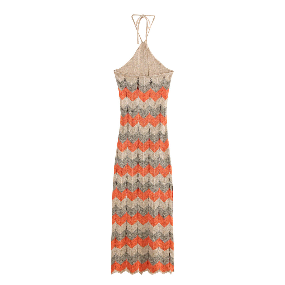 Damen Maxikleid mit raffiniertem Zick-Zack-Muster EB