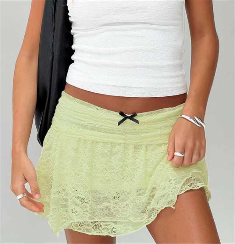Damen Lässiger Spitzenrock mit adjustablem Bund EB
