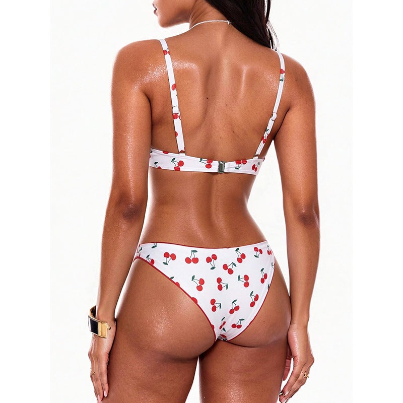 Damen Push-Up Bikini mit fröhlichem Kirschdesign EB