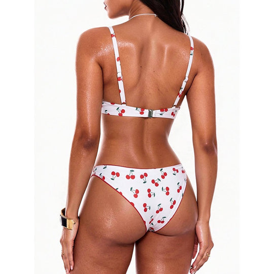 Damen Push-Up Bikini mit fröhlichem Kirschdesign EB